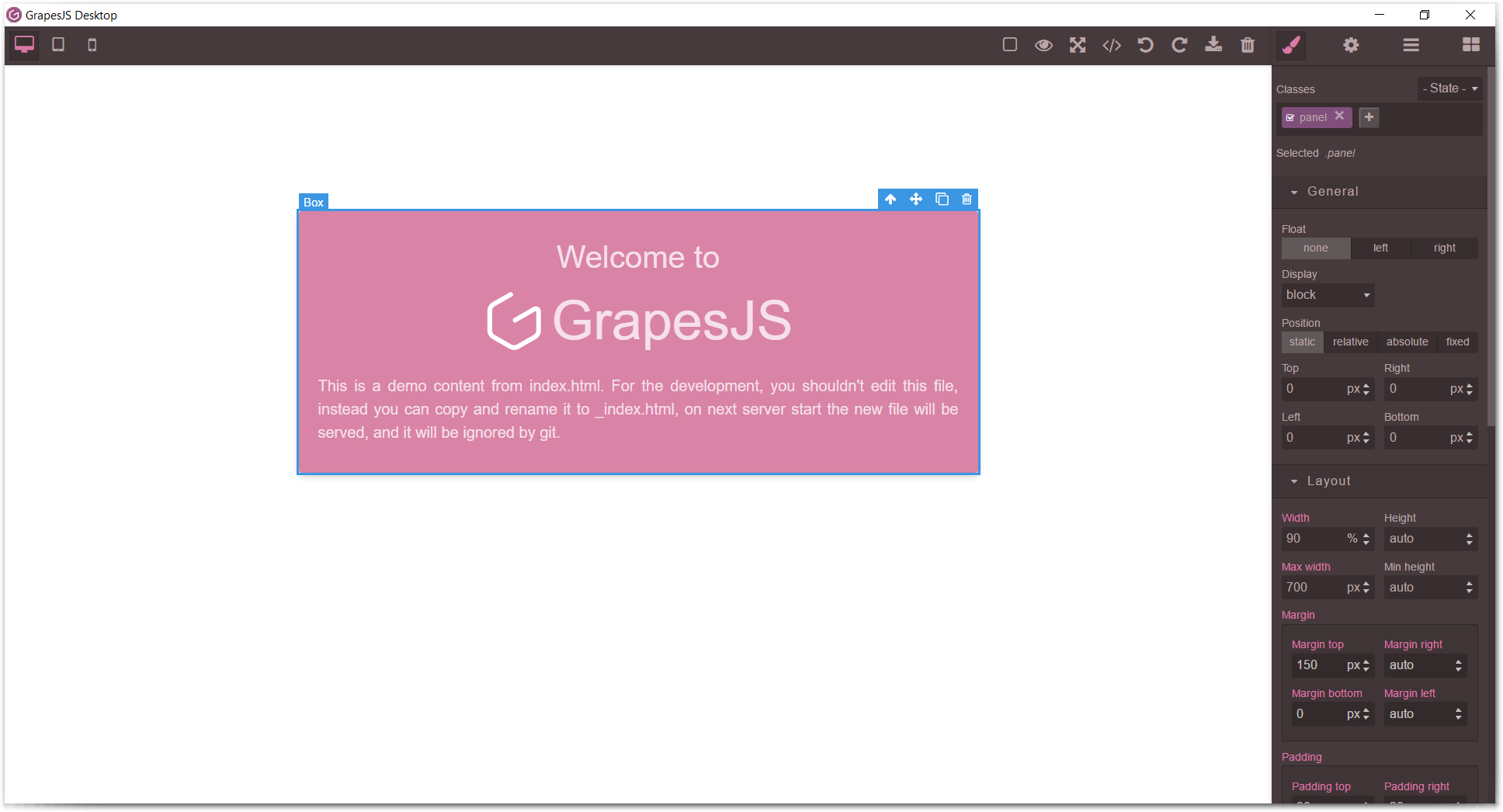 GrapesJS Desktop