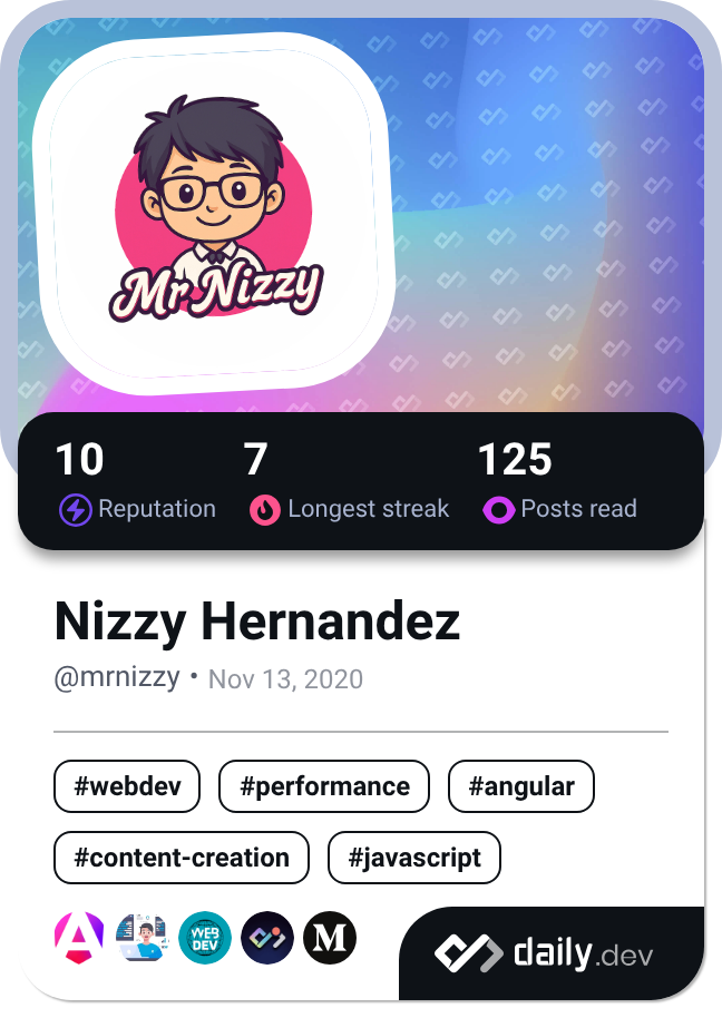 Nizzy Hernandez's Dev Card