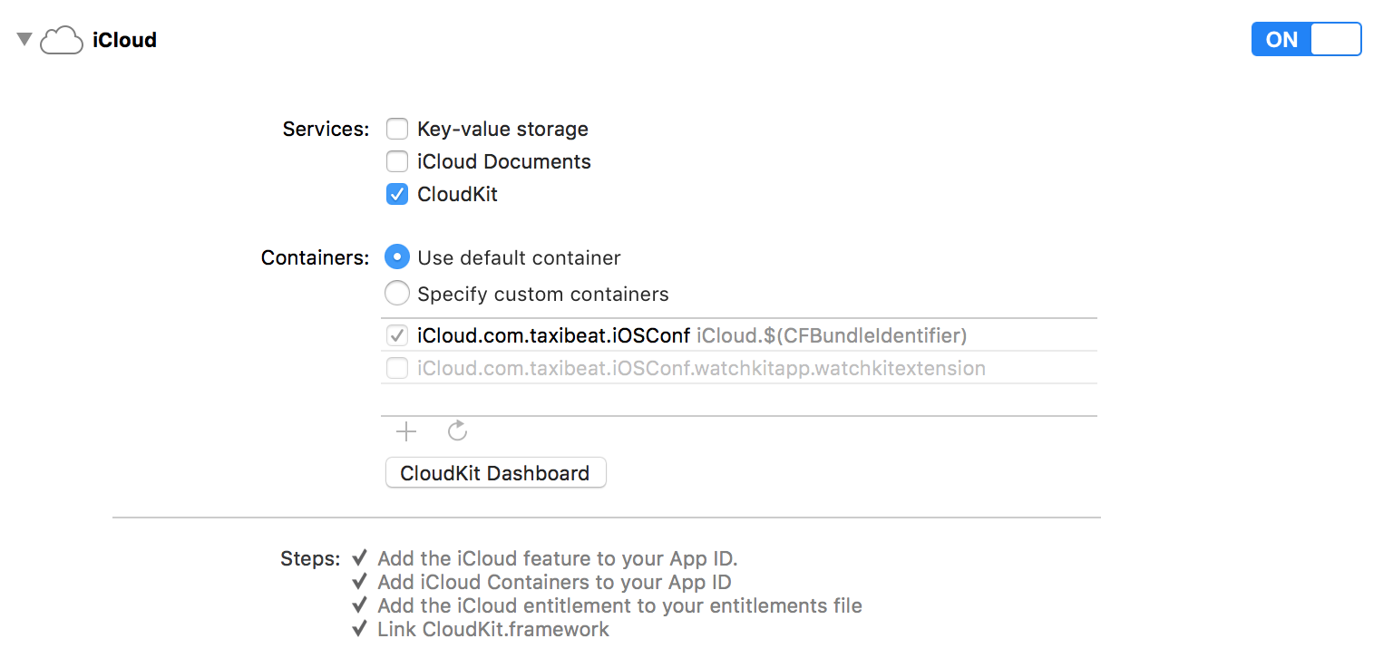 CloudKit config