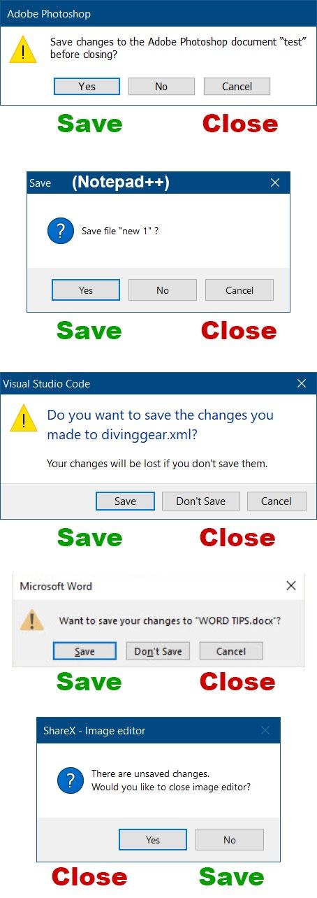 (UI/Minor) Unsaved changes dialogue has 