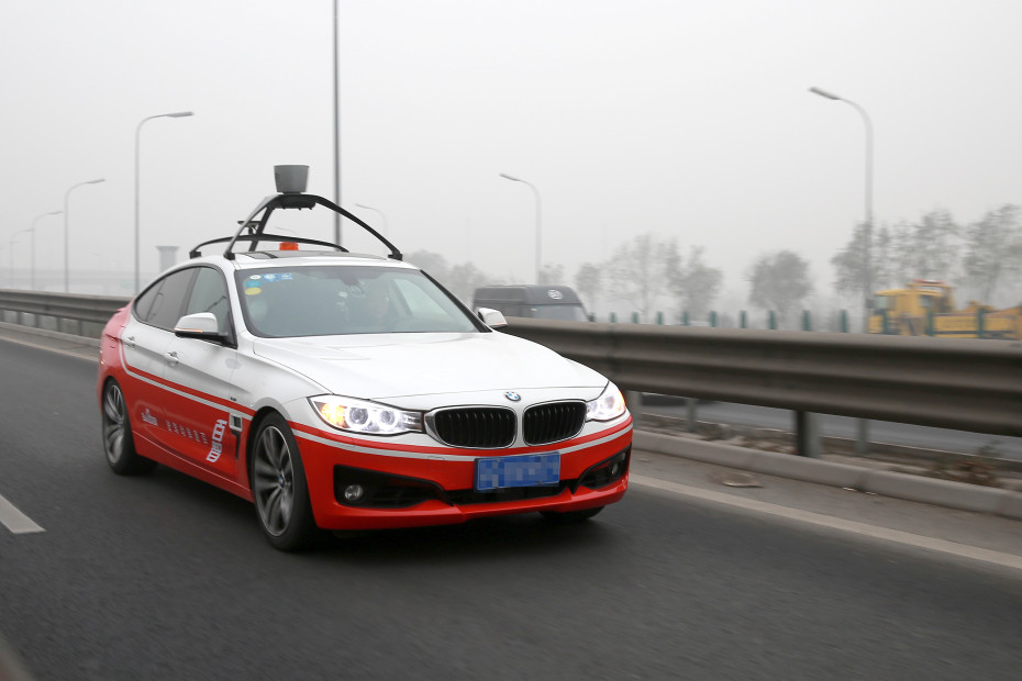 Baidu's autonomous self-driving car on road