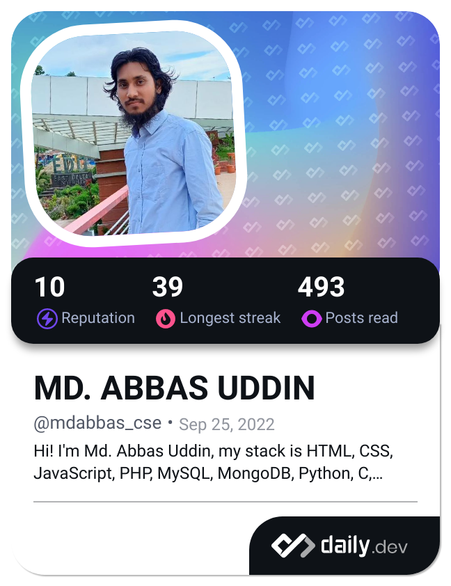 MD. ABBAS UDDIN's Dev Card
