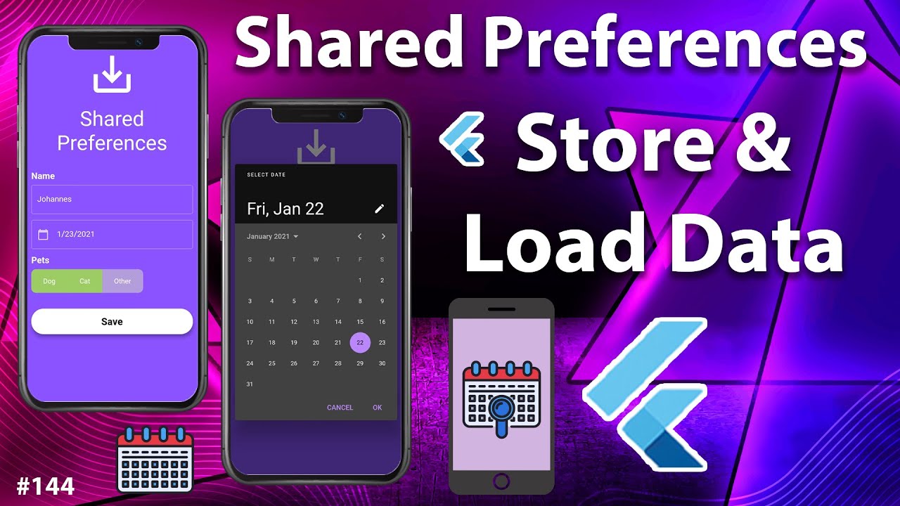 Flutter Tutorial - Shared Preferences - Store & Load Data  YouTube video