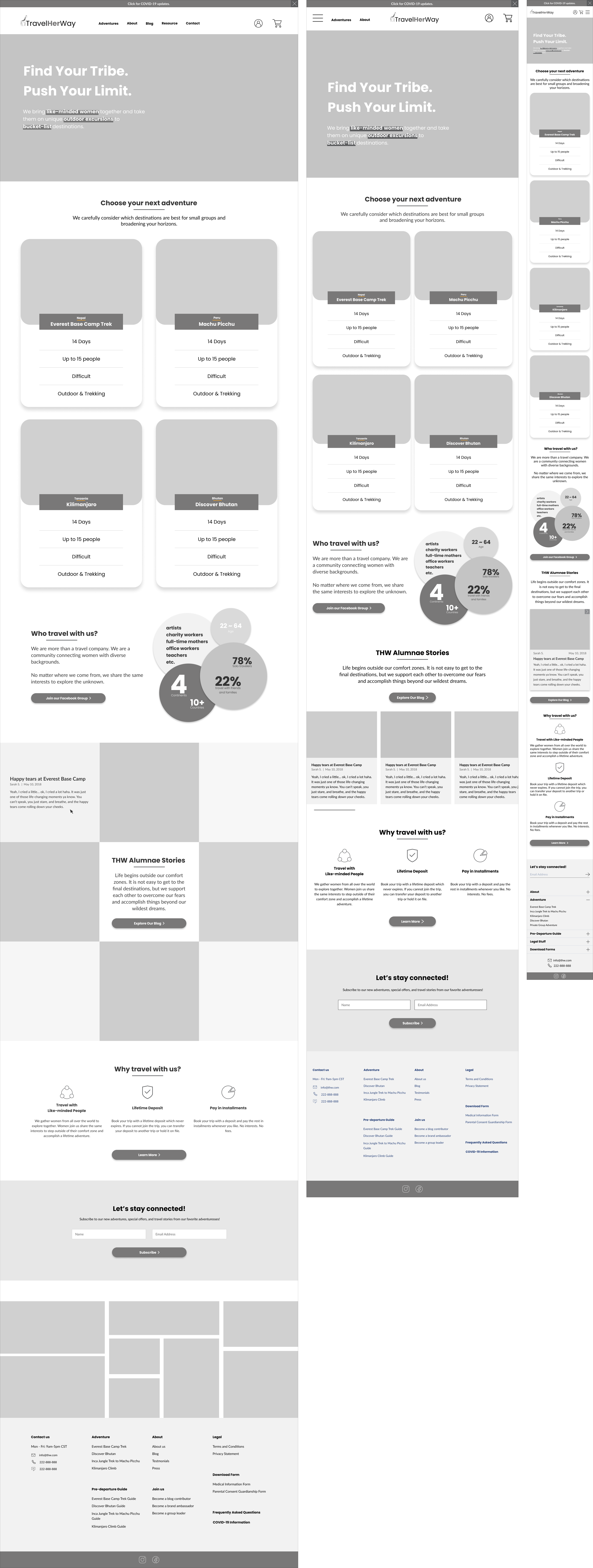 home page wireframes