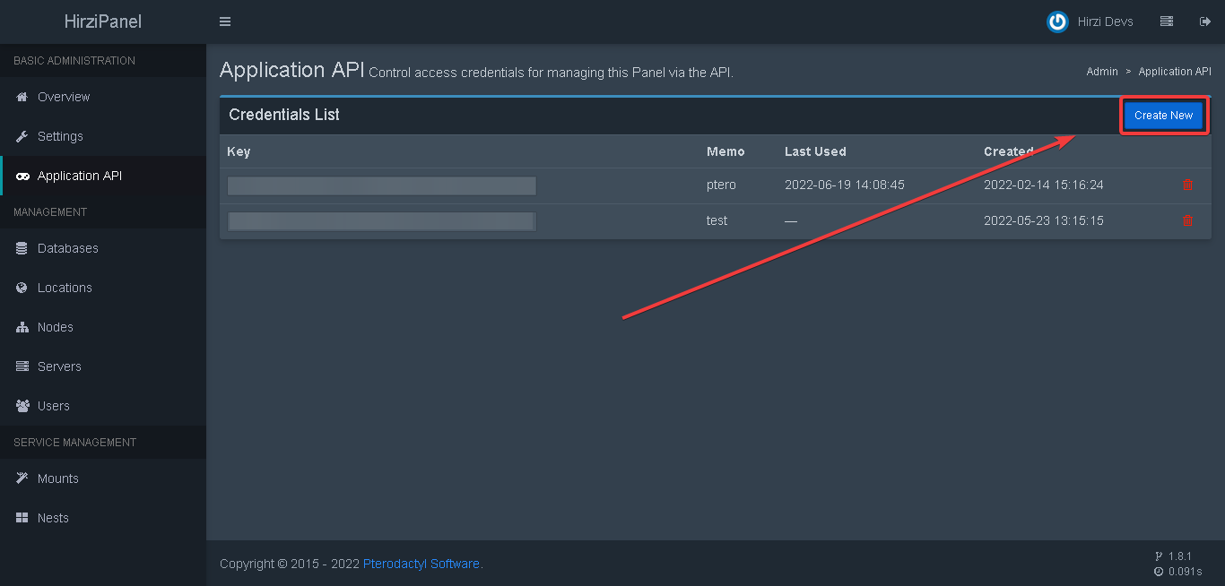 Application API Page