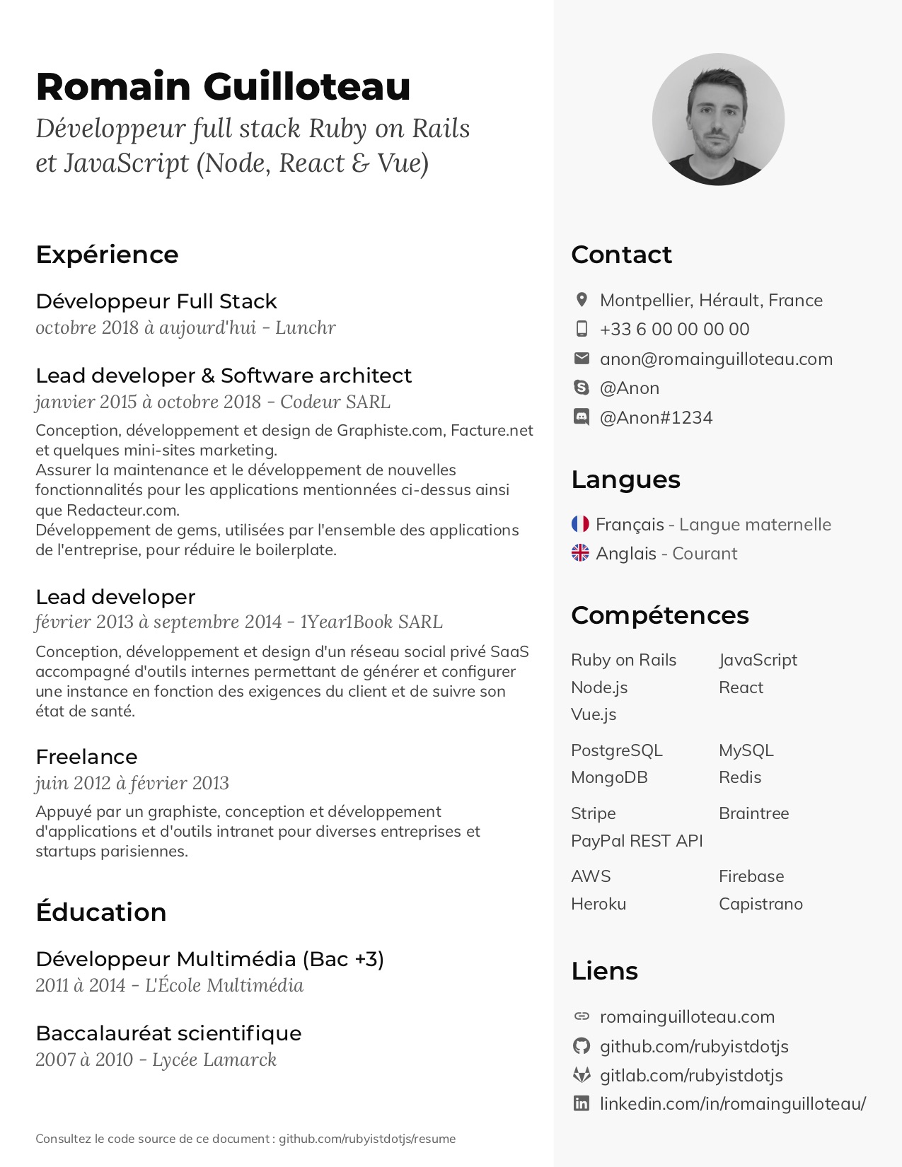 Preview of the resume