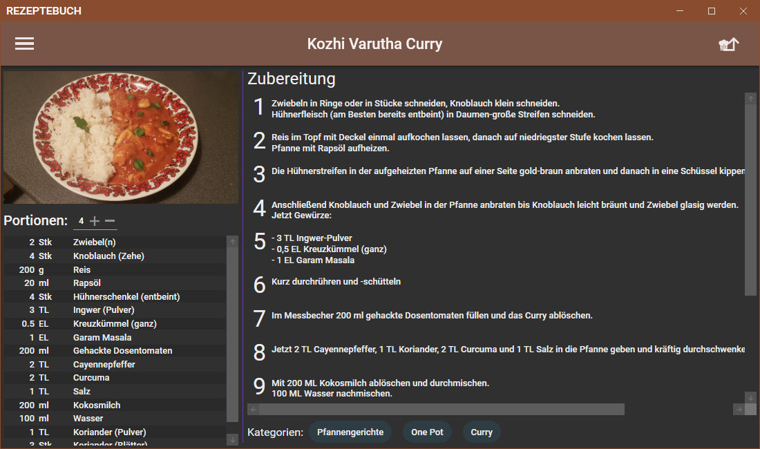 Recipe view