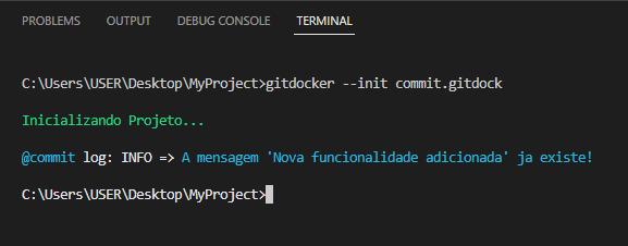 Executando novamente o commit do GitDocker