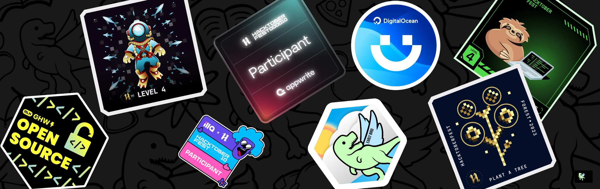 An image of @101zh's Holopin badges, which is a link to view their full Holopin profile