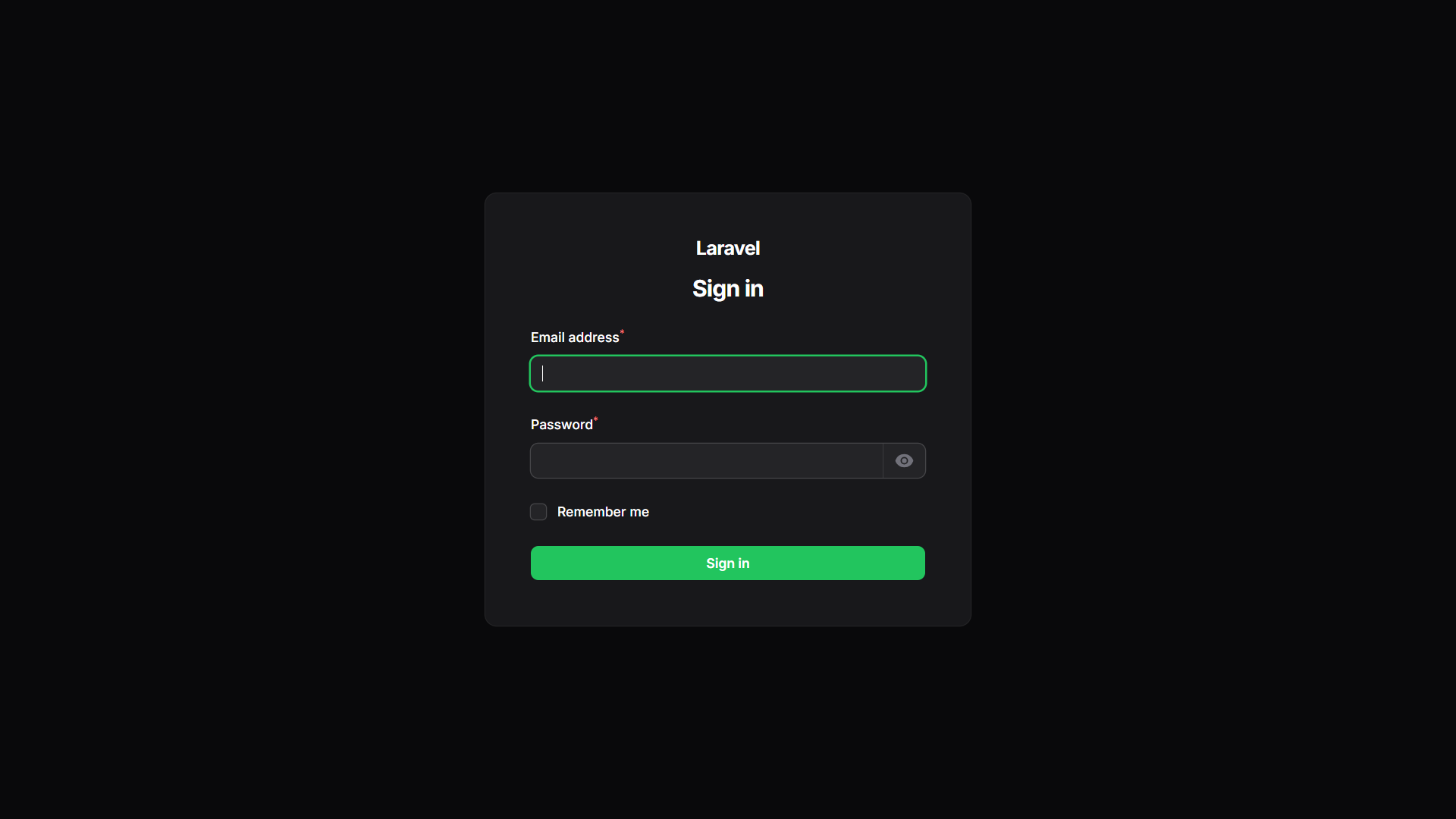 Login page