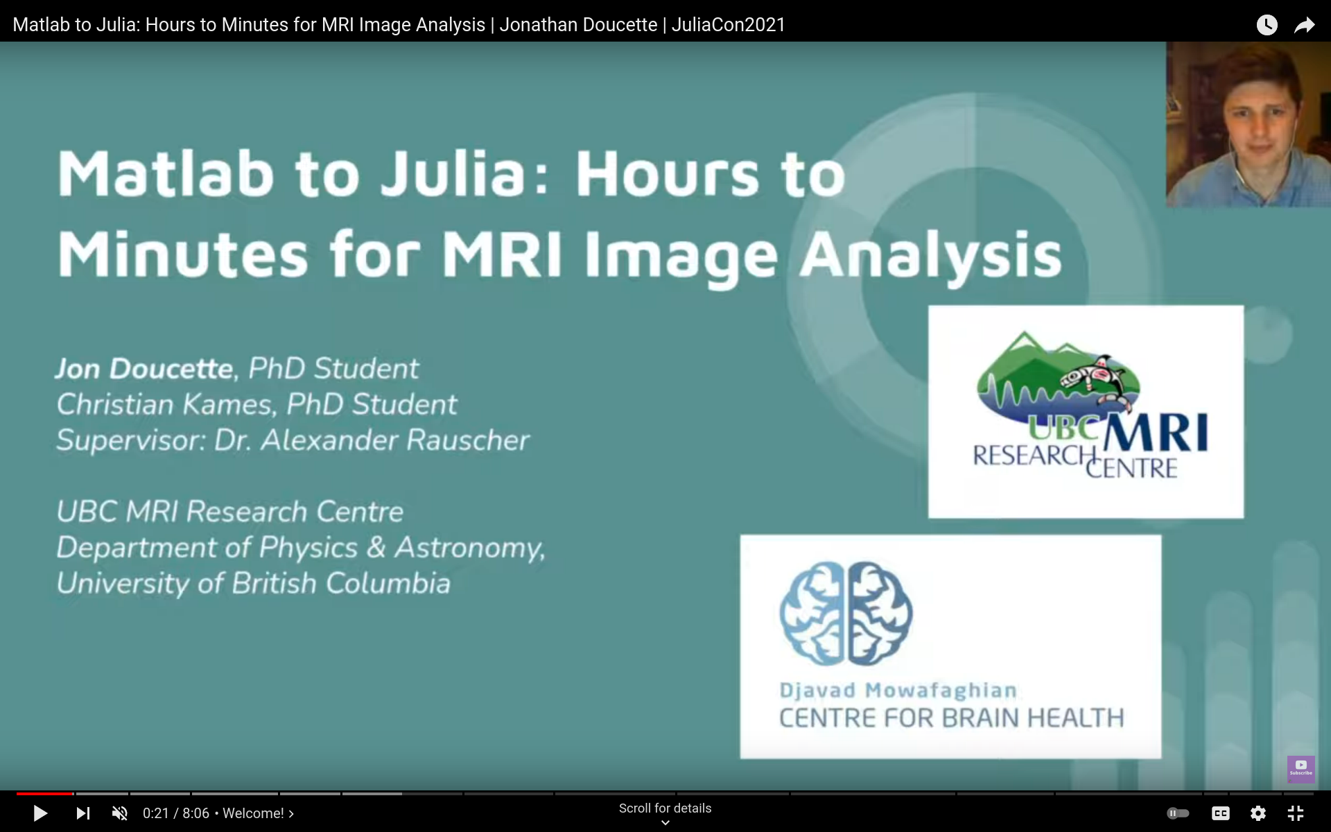 JuliaCon 2021 - Matlab to Julia: Hours to Minutes for MRI Image Analysis