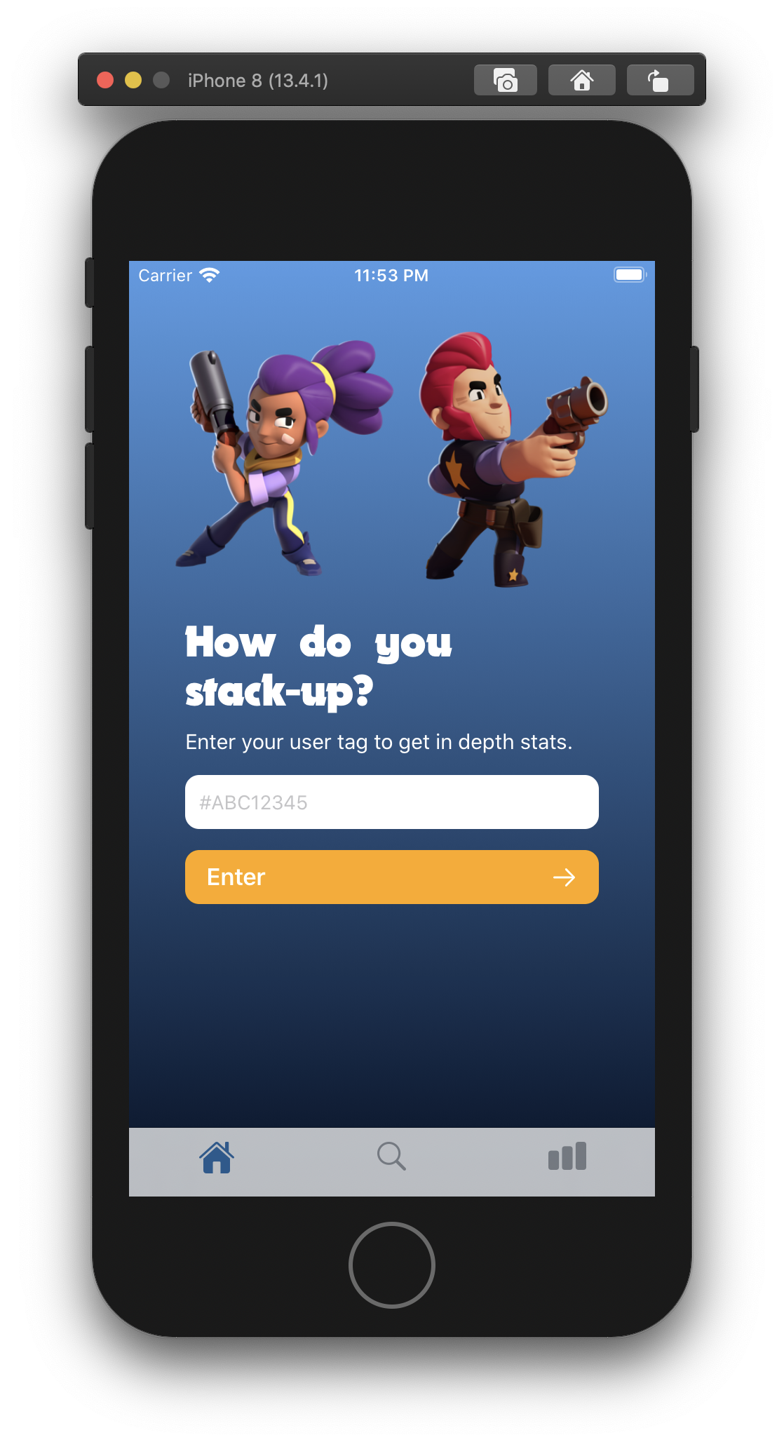 StatStars running on iPhone 8