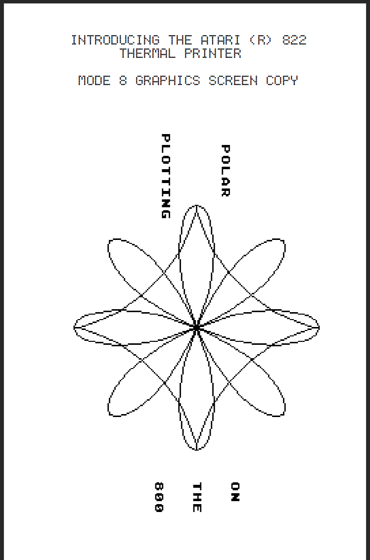 Atari 822 print sample text and graphics.