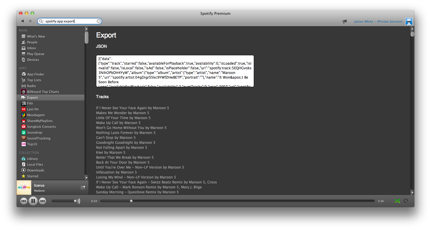 Spotify Export Preview