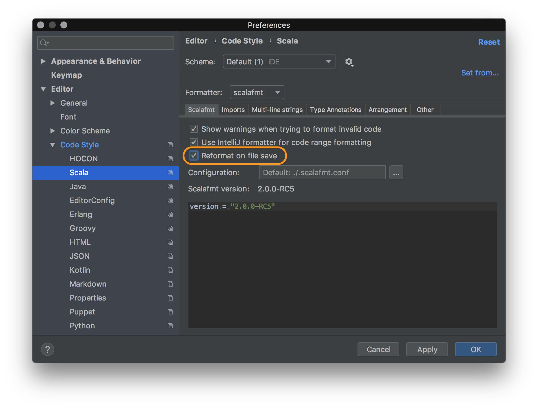 Format on Save on IntelliJ