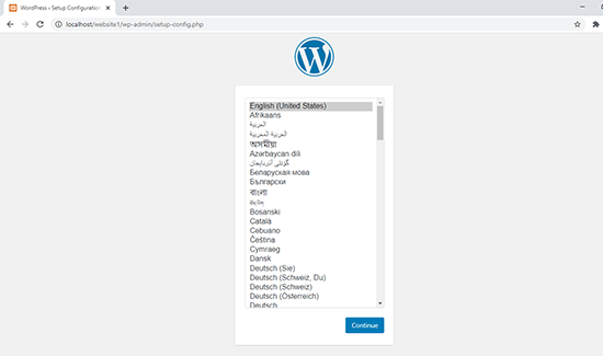 Tampilan Konfigurasi WordPress 1