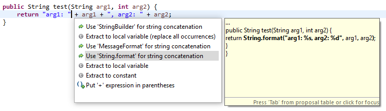 String.format quickfix