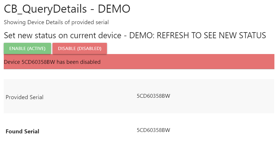 CB_QueryDetails interface after disabling device