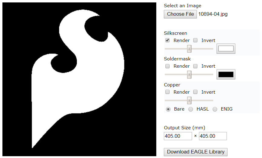 Image Importer Interface showing the SparkFun flame logo in the preview pane