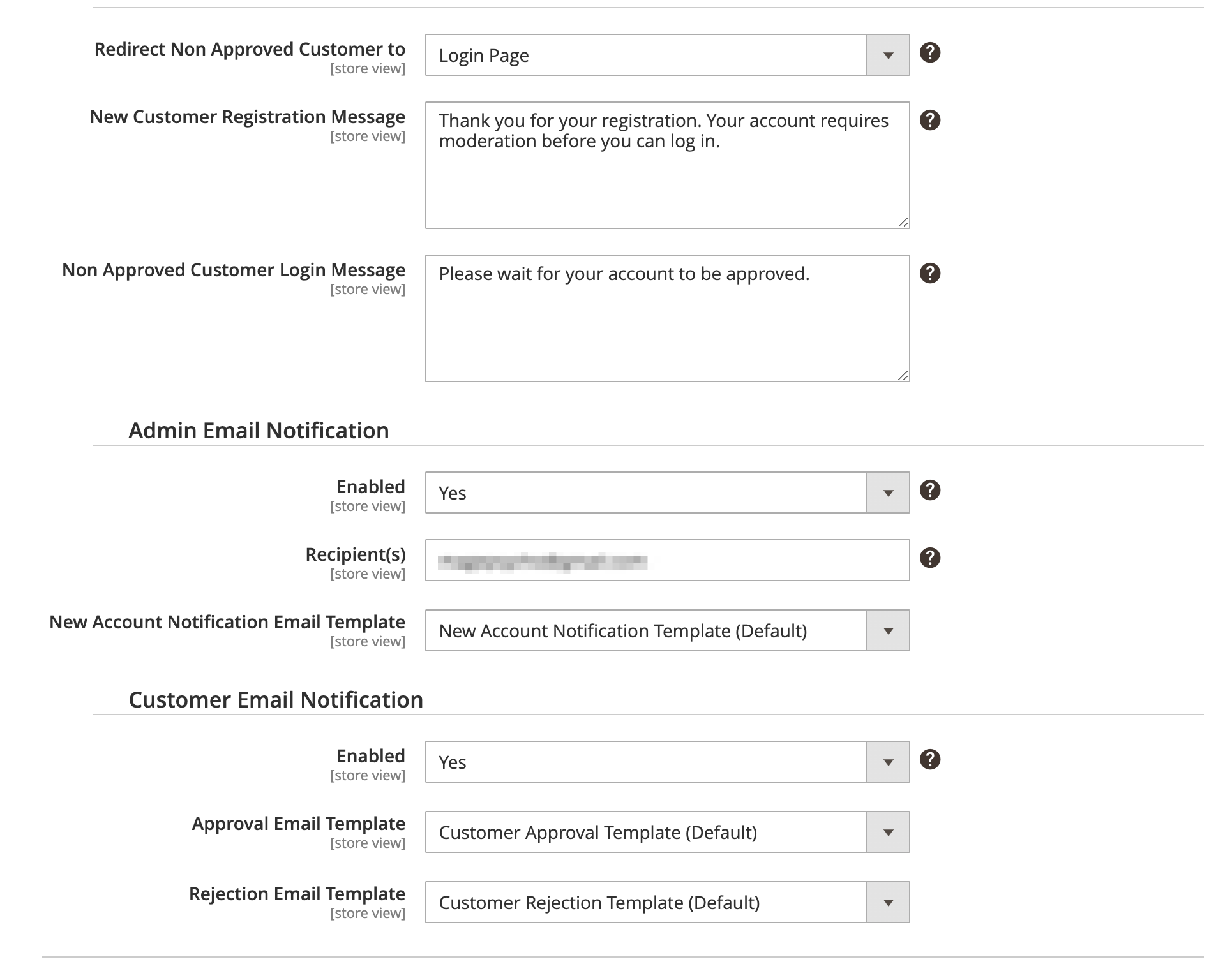 Magento 2 Store Restriction - Require Customer Approval/Activation - Notification Setting