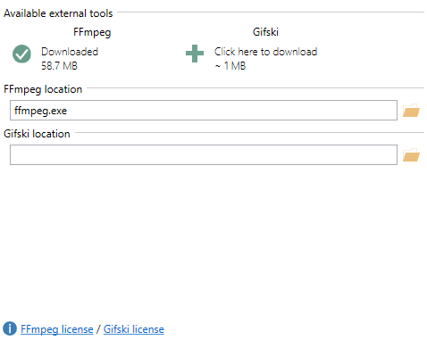 Extras, select FFmpeg.exe