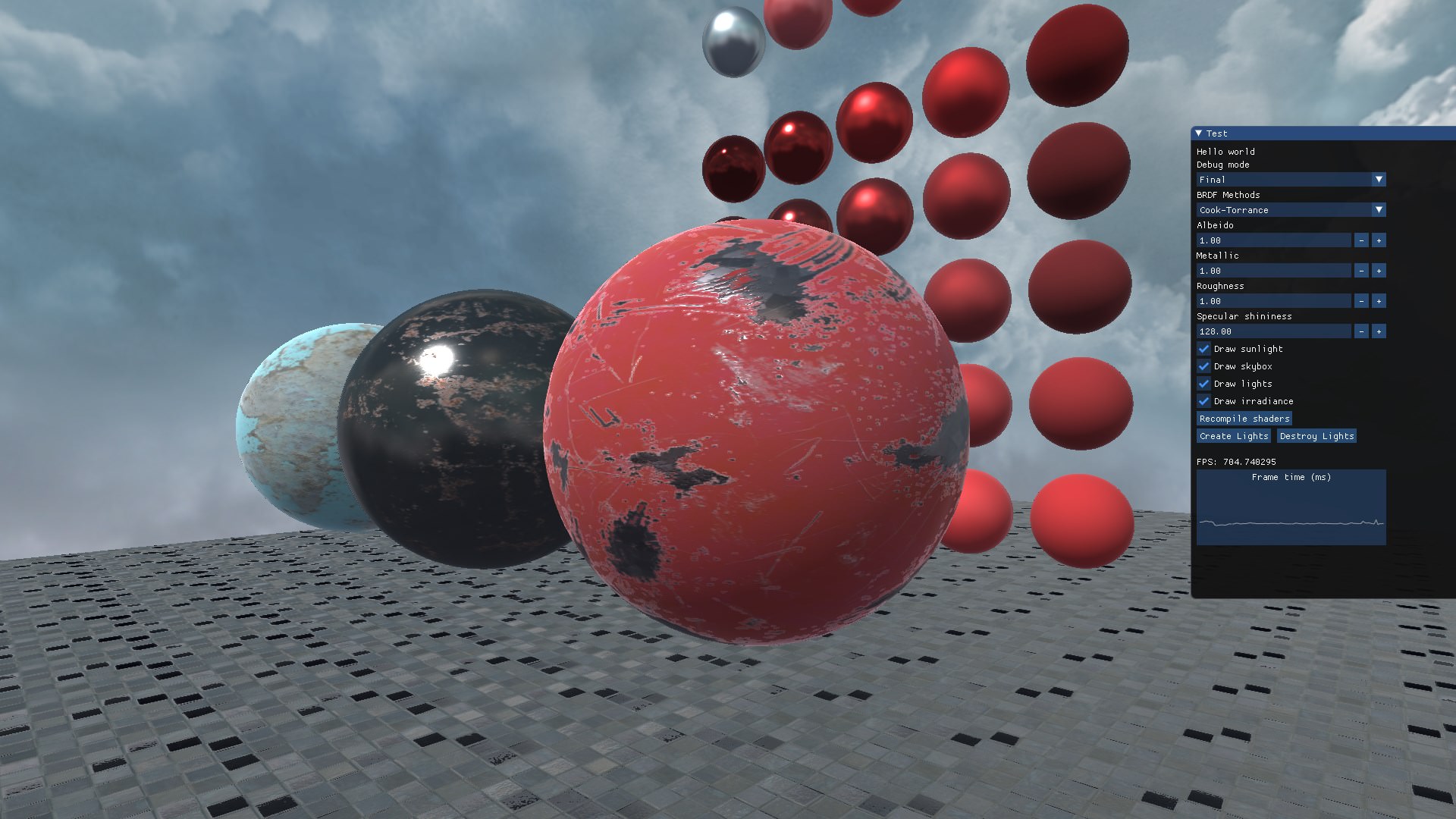 Spheres with PBR materials