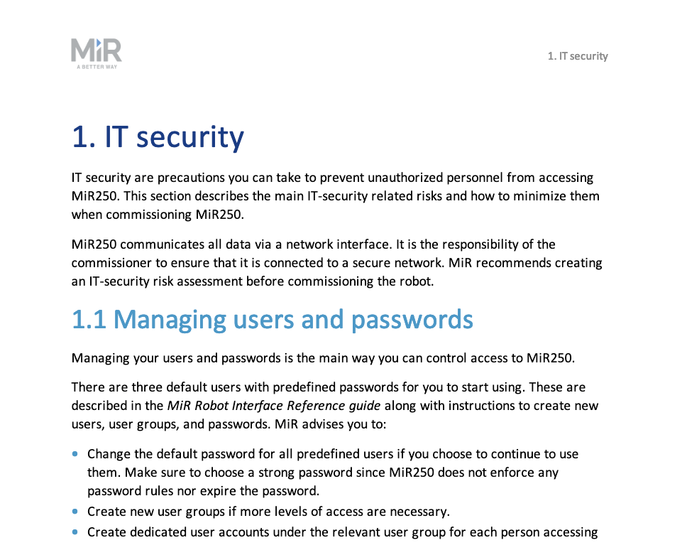 MiR on IT security