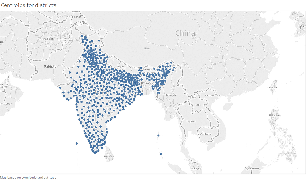 Indian districts mapped as polygons