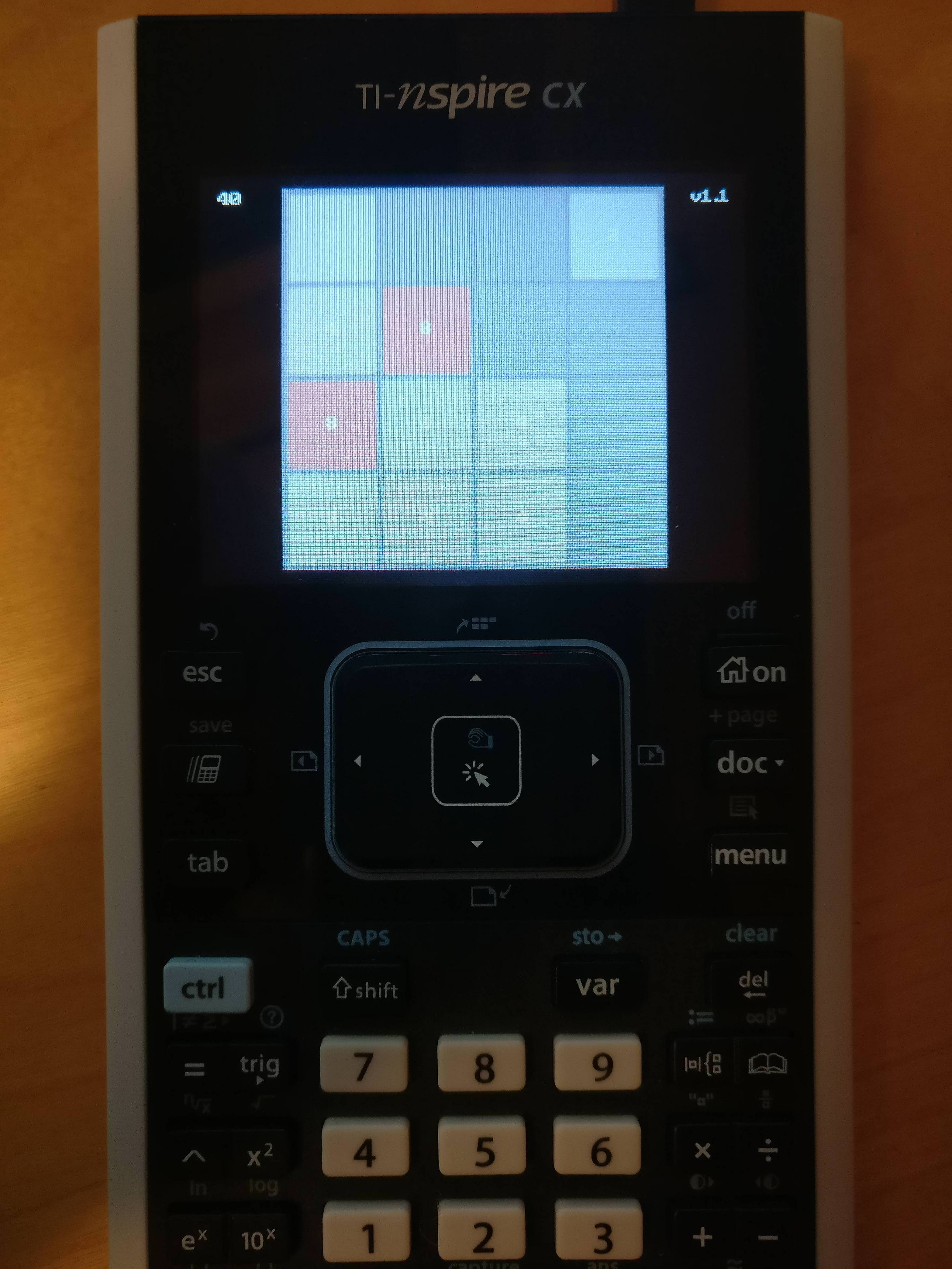 Picture of the game on the calculator