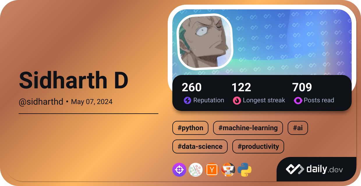 Sidharth D's Dev Card