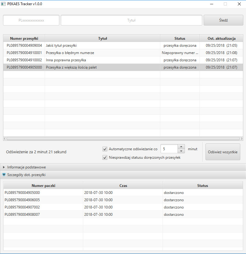 Main data view