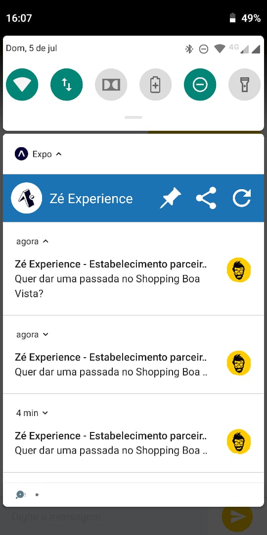 App recebendo notificações próximo a um estabelecimento próximo