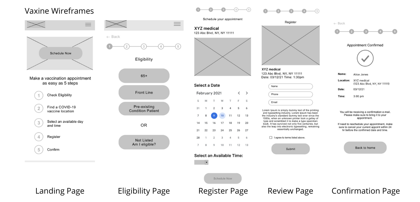 Vaxine-wireframes