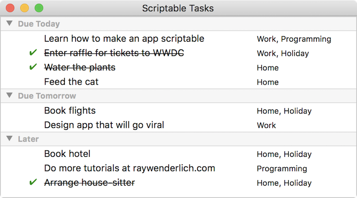 Making a mac app scriptable tutorial: Scriptable Tasks app