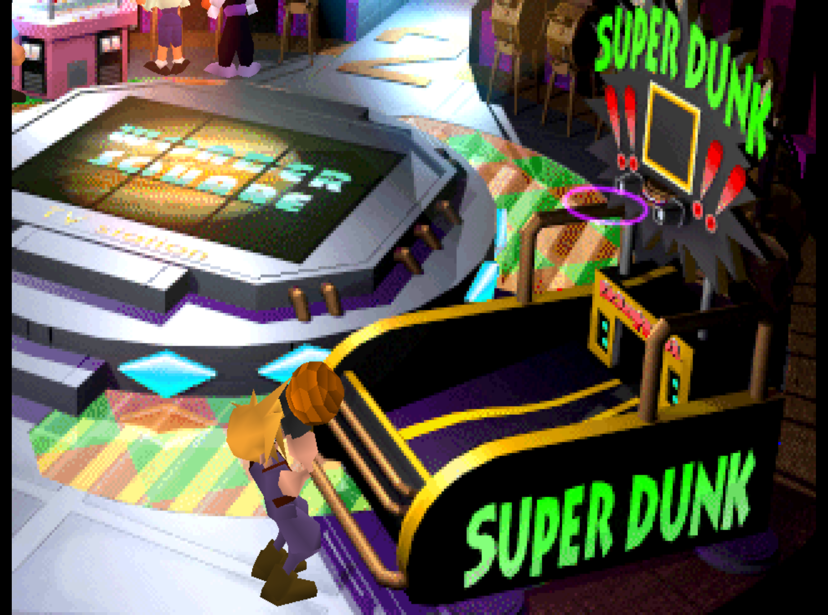 Cloud ready to shoot the basketball into a hoop