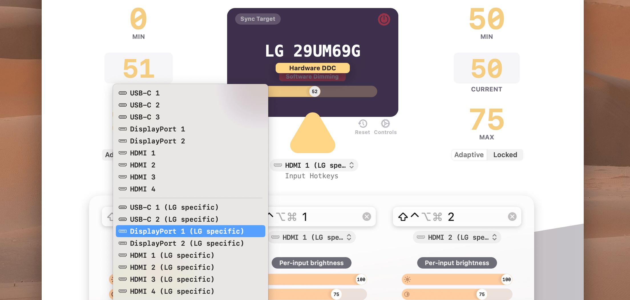 LG specific inputs