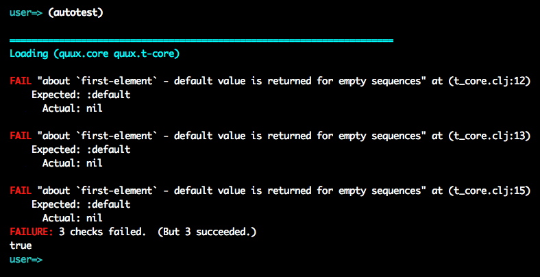 Autotest in the repl