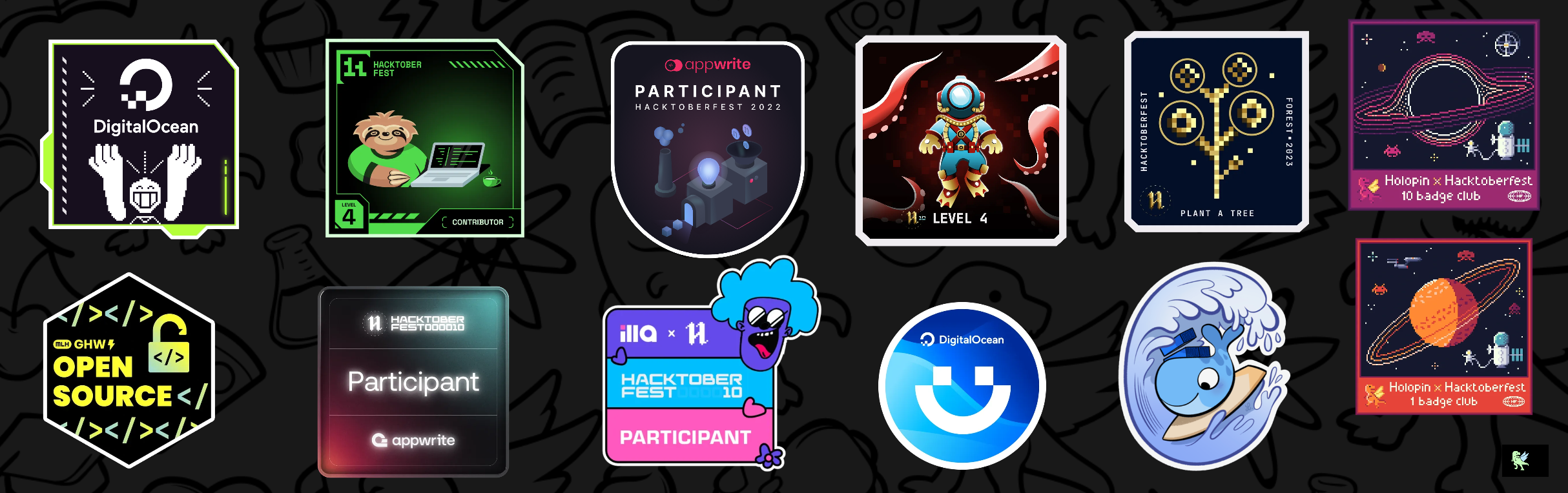 An image of @hantsaniala's Holopin badges, which is a link to view their full Holopin profile