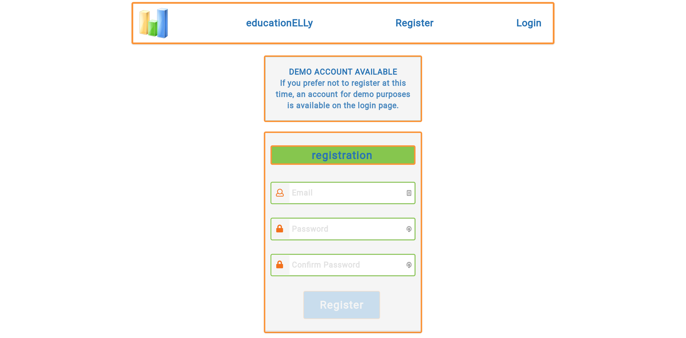 educationELLy Desktop Registration Page