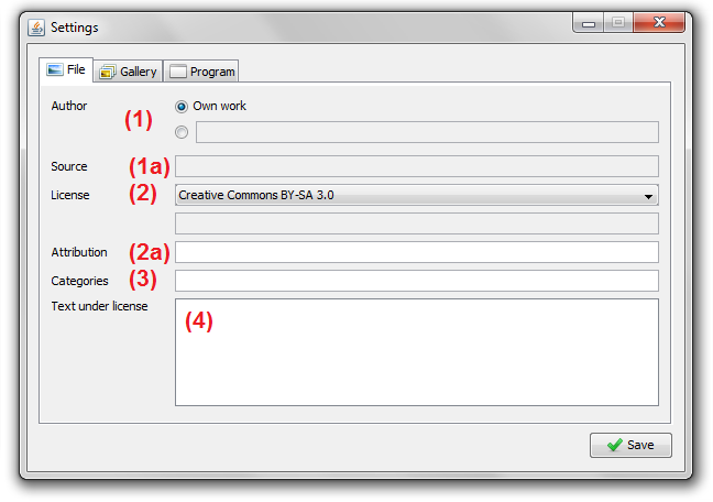 Settings form