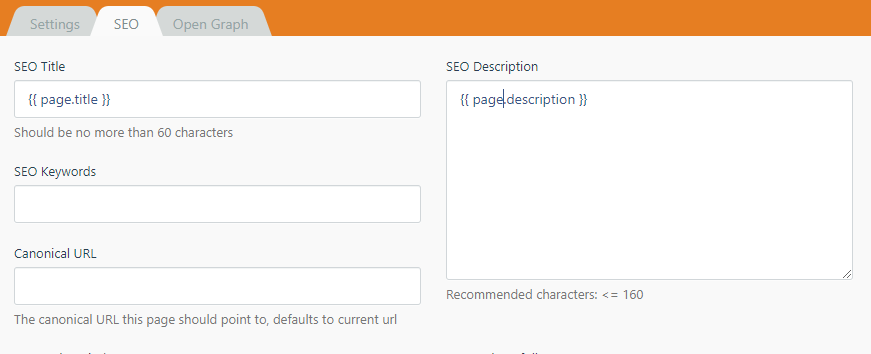 seo fields screenshot