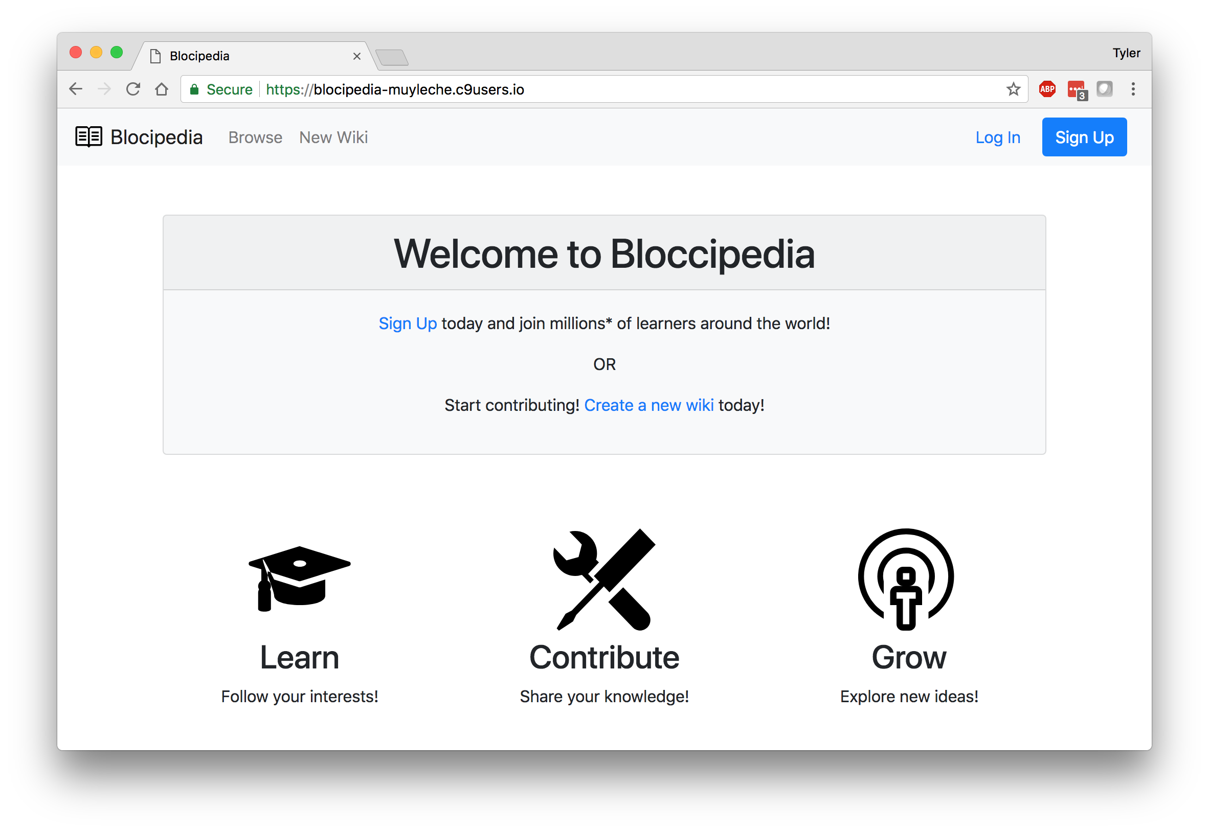 Blocipedia landing page