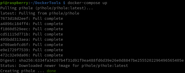 docker-compose up screenshot