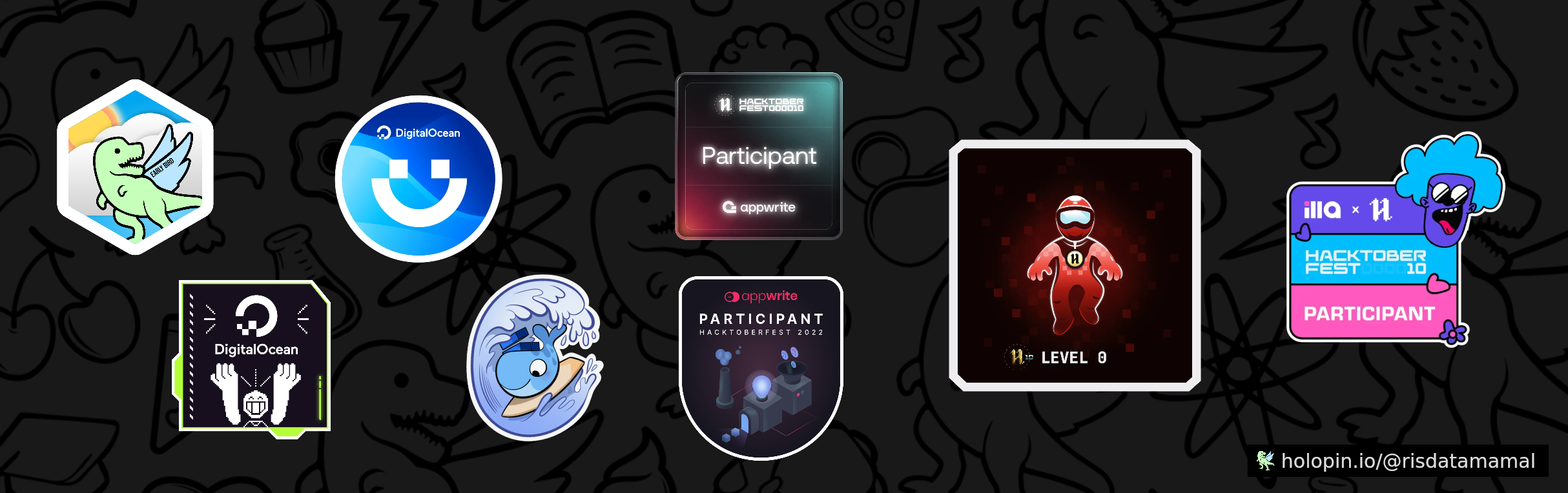 An image of @risdatamamal's Holopin badges, which is a link to view their full Holopin profile