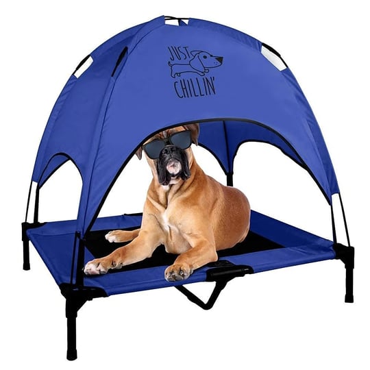 floppy-dawg-just-chillin-dog-bed-cot-with-canopy-blue-36-inches-1