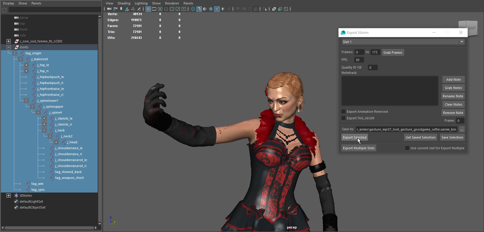 Exporting an xAnim