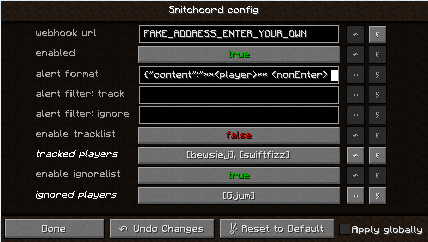 config options screenshot of v2.0.0