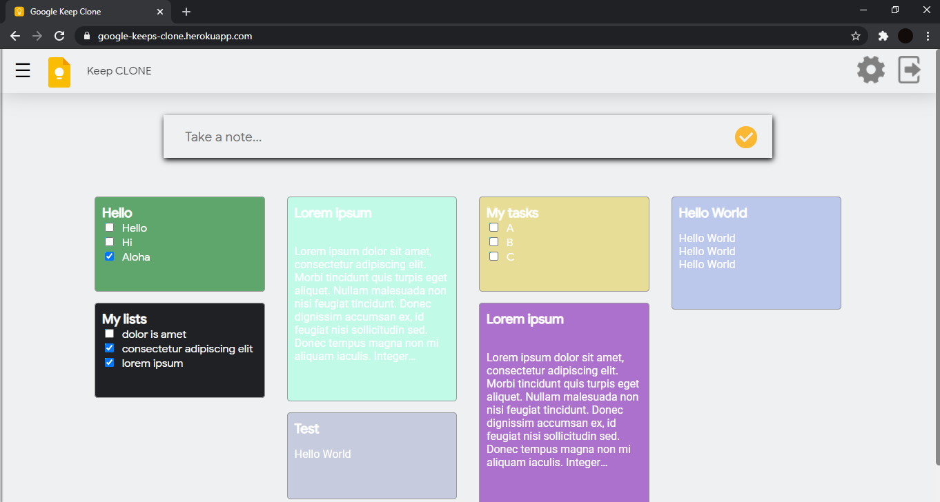 Google Keeps Clone demo