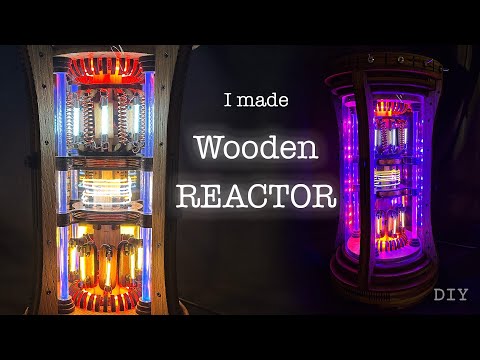 Wooden Reactor Simulator: Nightlight, Desk Lamp, Sound Simulation and Dynamic Lighting Effects, Wireless Charger, USB Quick Charger, WiFi Controlled