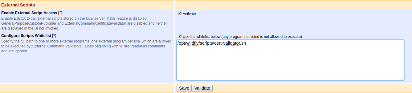 External Scripts Configuration